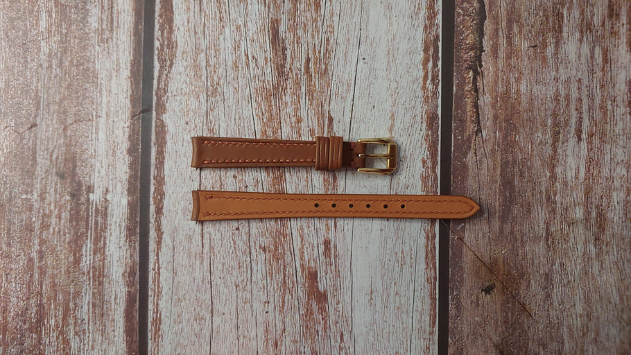 Brown Barenia Leather Custom Curved End Watch Strap For Rado Watch