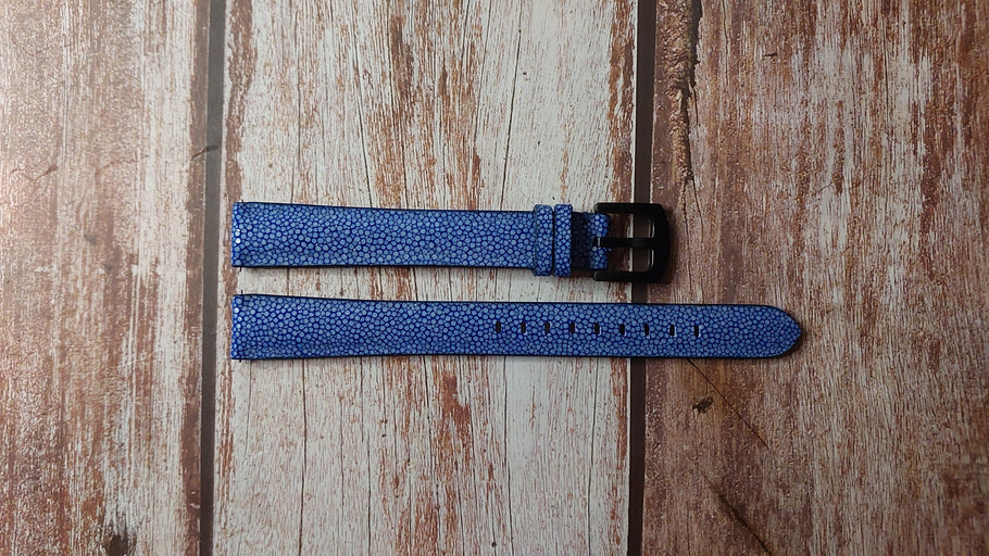 Blue Full Grain Stingray Custom Leather Strap For Da Fit P900 Watch