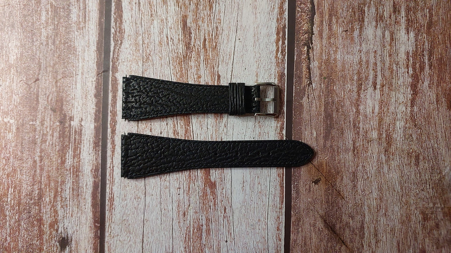 Black Sharkskin Leather Custom Notched Strap