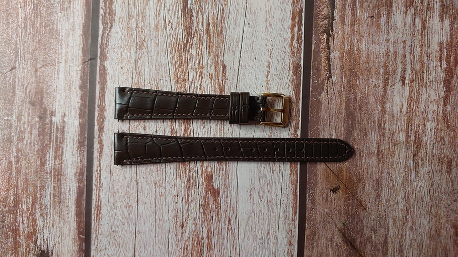 Brown Full Grain Crocodile Custom Leather Strap For 1950's Baume & Mercier Classima Watch