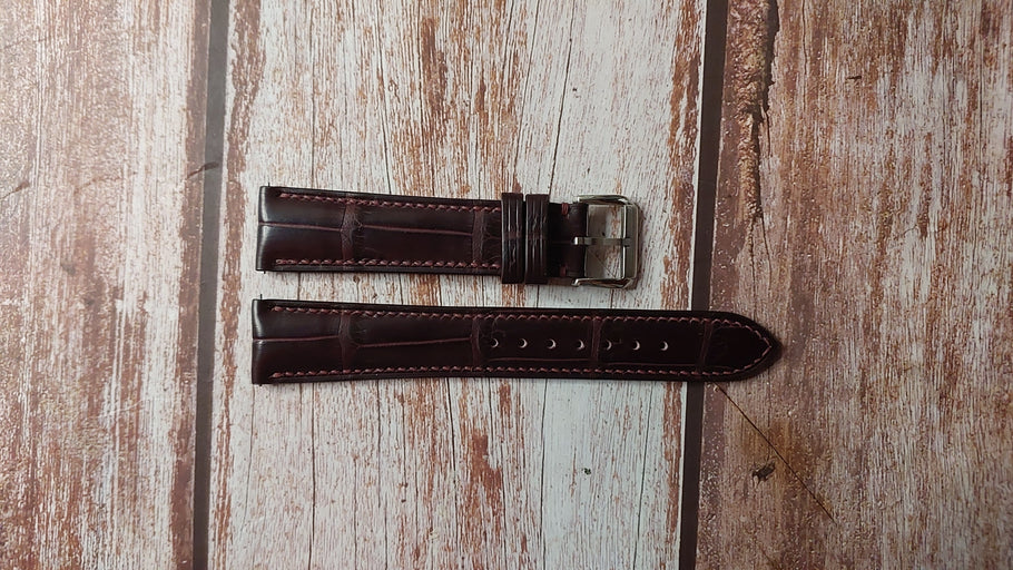 Burgundy Full Grain Crocodile Custom Leather Strap