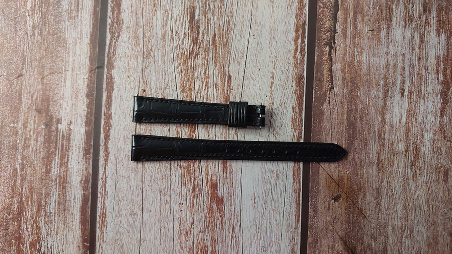 Black Full Grain Crocodile Custom Leather Strap For Raymond Weil Tocatta Rectangular Watch