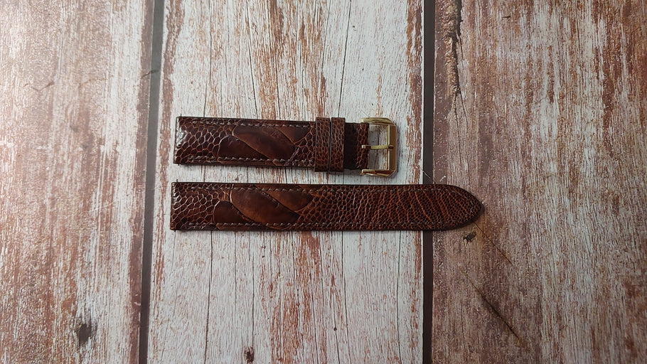 Dark Brown Full Grain Ostrich Leg Custom Leather Strap