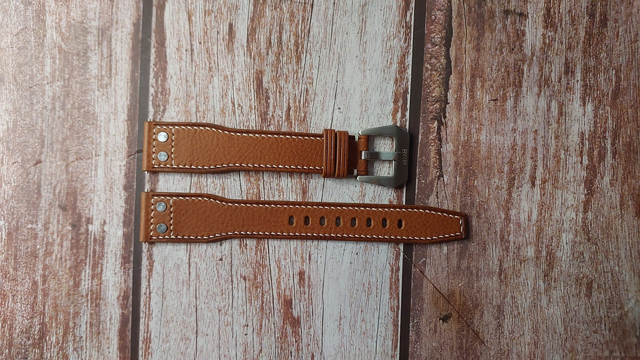 Brown Minerva Box Custom Leather Strap For Glycine AirPilot 44mm Ref.# GL0366 Watch