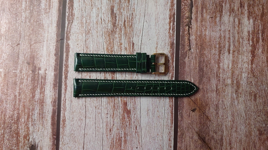 Green Full Grain Crocodile Custom Leather Strap For Tissot Watch