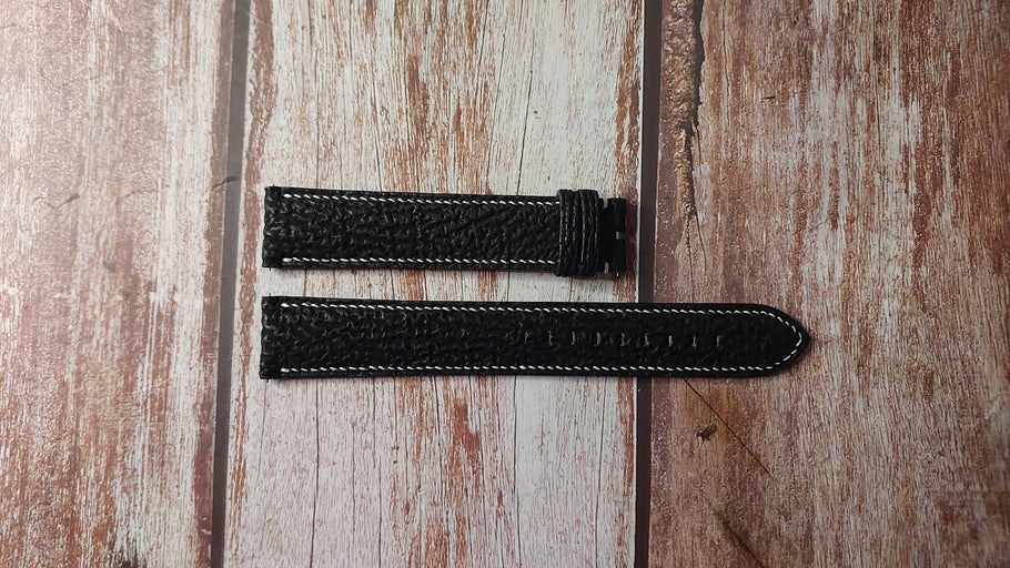 Black Full Grain Sharkskin Custom Leather Strap For Tudor Black Bay Bronze Watch