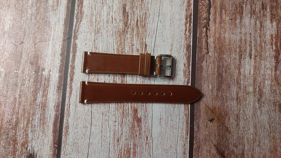 Cognac Shell Cordovan Custom Leather Strap For Nomos AHOI 7115 Watch