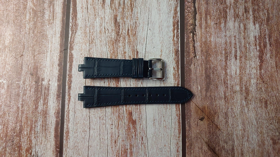 Navy Crocodile Leather Custom Notched Strap