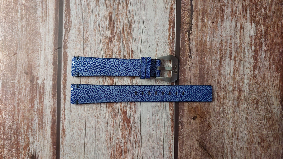 Blue Full Grain Stingray Custom Leather Strap For Galaxy Watch6 43mm