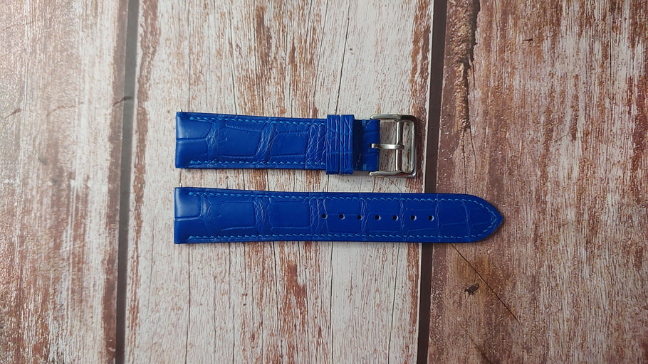 Blue Full Grain Crocodile Custom Leather Strap