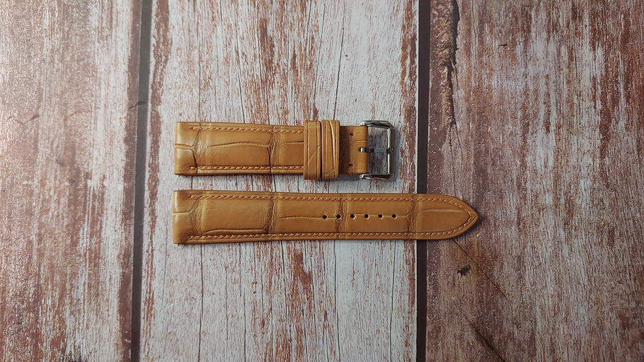 Light Brown Full Grain Crocodile Custom Leather Strap