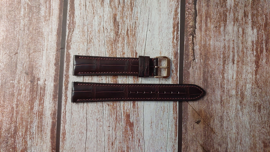 Burgundy Full Grain Crocodile Custom Leather Strap