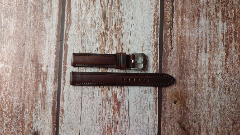 Dark Brown Badalassi Wax Custom Leather Strap For Antique Illinois Watch