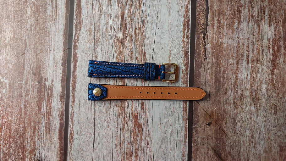 Blue Sharkskin Leather Custom Open Ended Strap