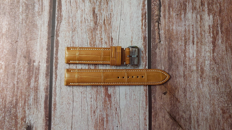 Light Brown Full Grain Crocodile Custom Leather Strap For Blancpain Watch