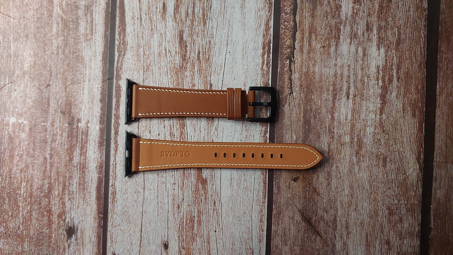 Brown Barenia Custom Leather Strap For Apple Watch Se 44mm