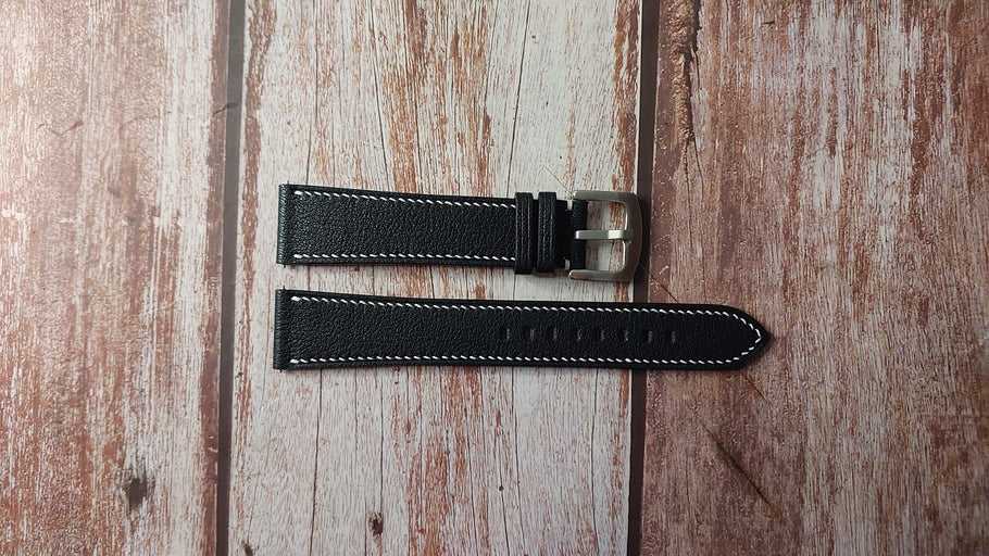 Black Alran Goat Custom Leather Strap For Alpina star timer pilot heritage Watch