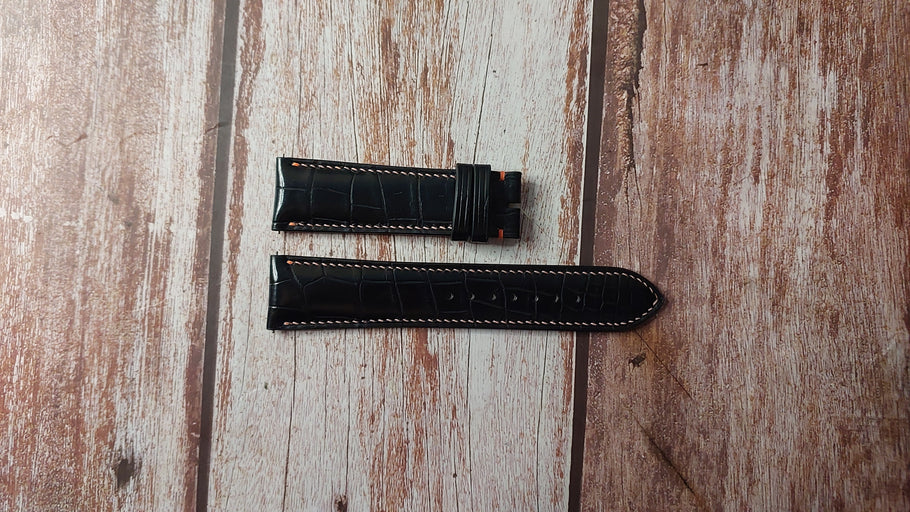 Black Full Grain Crocodile Custom Leather Strap