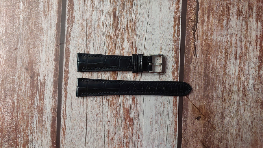 Black Full Grain Crocodile Custom Leather Strap