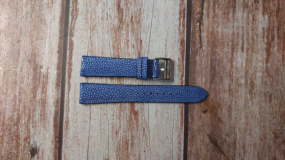 Blue Full Grain Stingray Custom Leather Strap For Hermes arceau petite lune large model (38mm) Watch