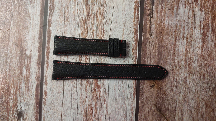 Black Full Grain Sharkskin Custom Leather Strap For Breitling Super Avenger 48 Watch