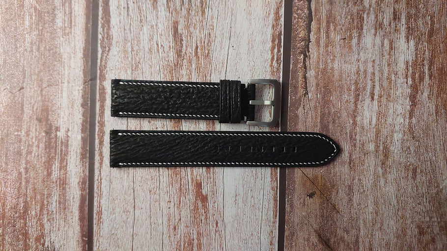 Black Full Grain Sharkskin Custom Leather Strap For Tudor Black Bay Bronze Watch