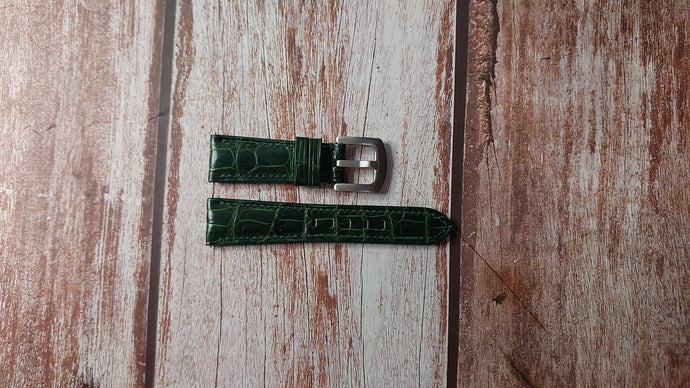 Green Full Grain Crocodile Custom Leather Strap