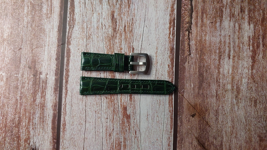 Green Full Grain Crocodile Custom Leather Strap