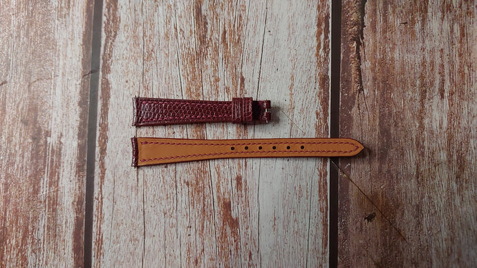 Red Lizard Leather Custom Curved End Watch Strap