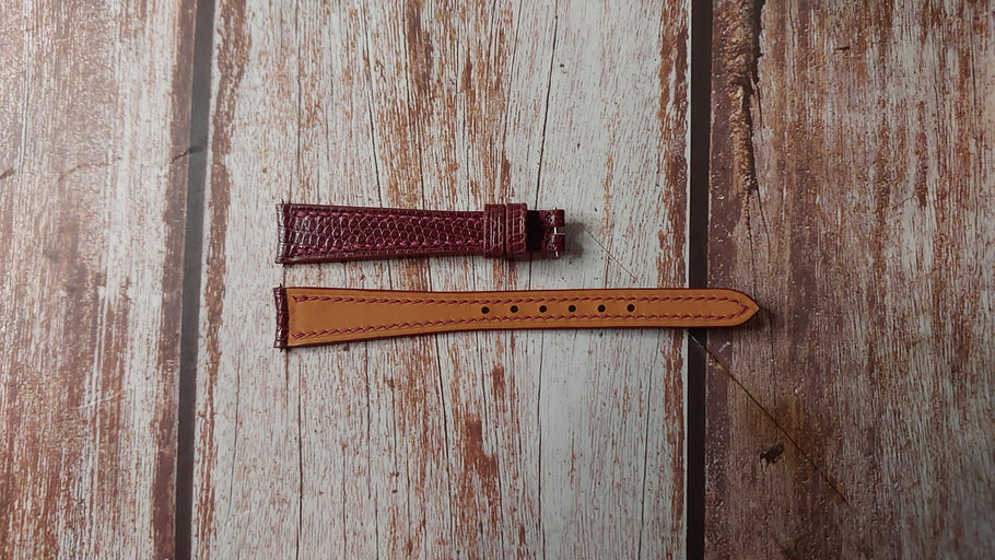 Red Lizard Leather Custom Curved End Watch Strap