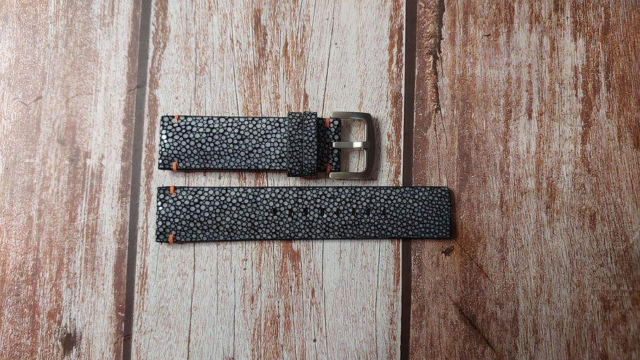 Black Full Grain Stingray Custom Leather Strap