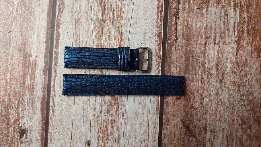 Blue Full Grain Sharkskin Custom Leather Strap