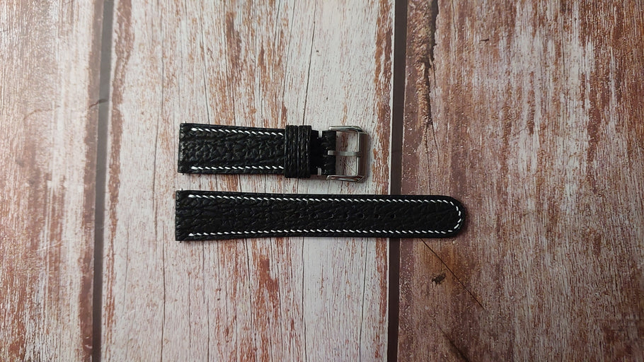 Black Full Grain Sharkskin Custom Leather Strap