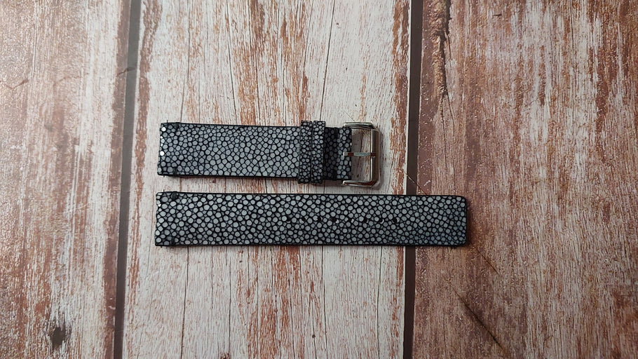 Black Full Grain Stingray Custom Leather Strap