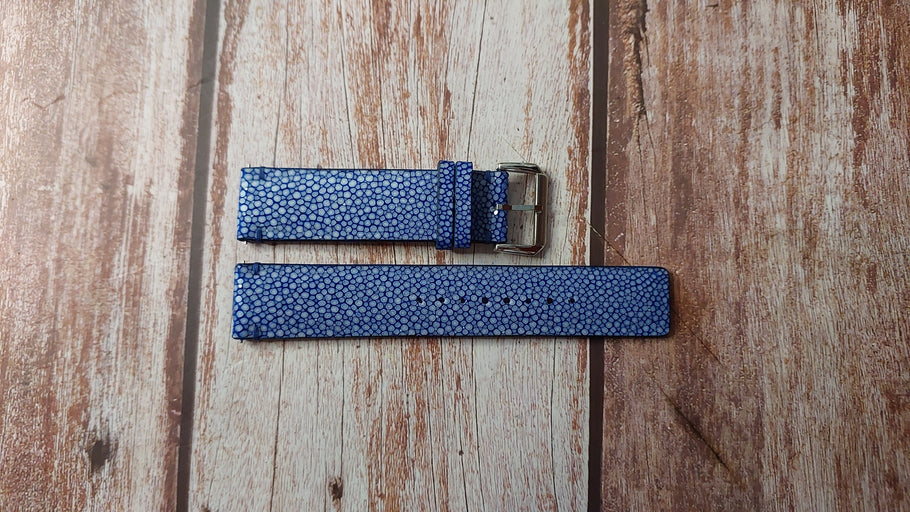 Blue Full Grain Stingray Custom Leather Strap