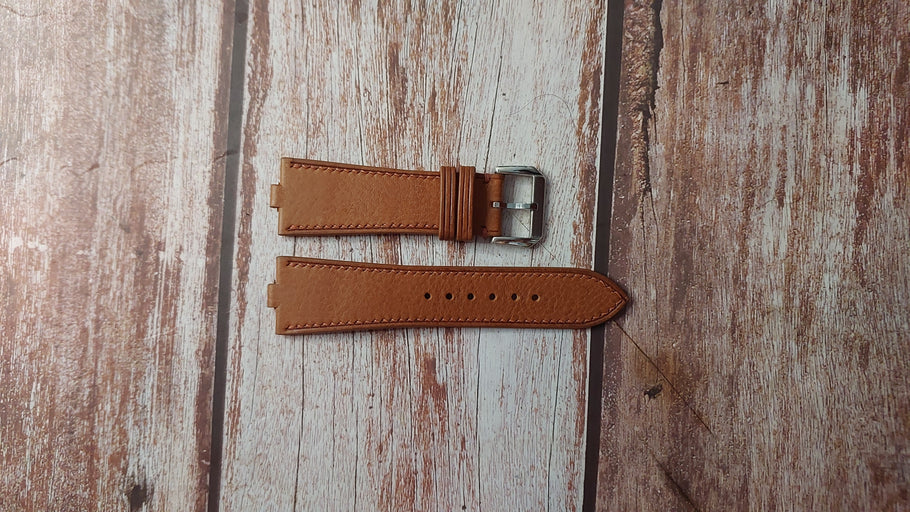 Brown Minerva Box Leather Custom Notched Strap For Hamlin Ultra Thin Watch