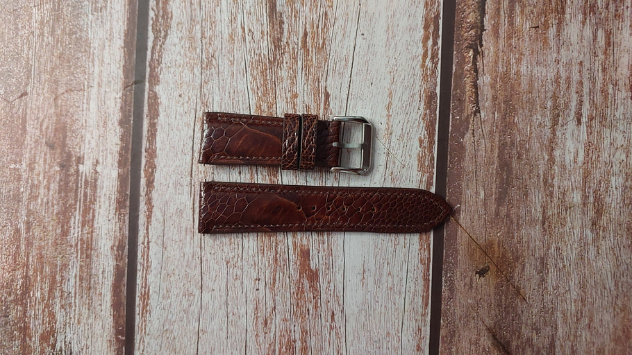 Dark Brown Full Grain Ostrich Leg Custom Leather Strap