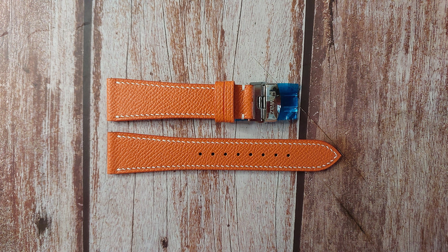 Orange Epsom Custom Leather Strap For Cartier Must Tank XL Watch