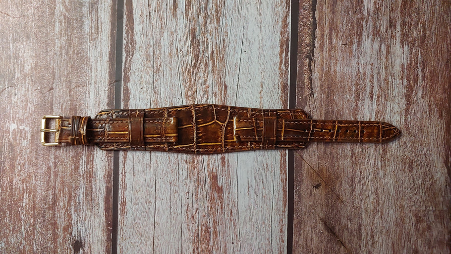 Mixing Dye Full Grain Crocodile Custom Leather Strap