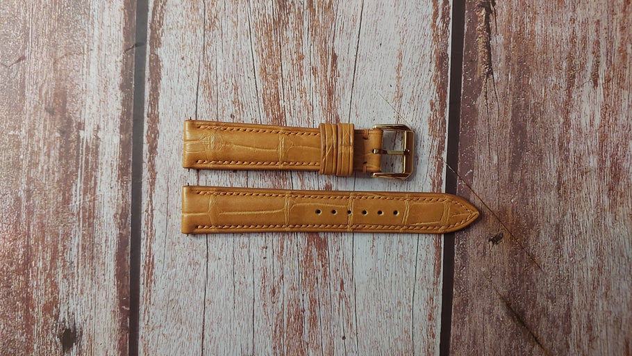 Light Brown Full Grain Crocodile Custom Leather Strap