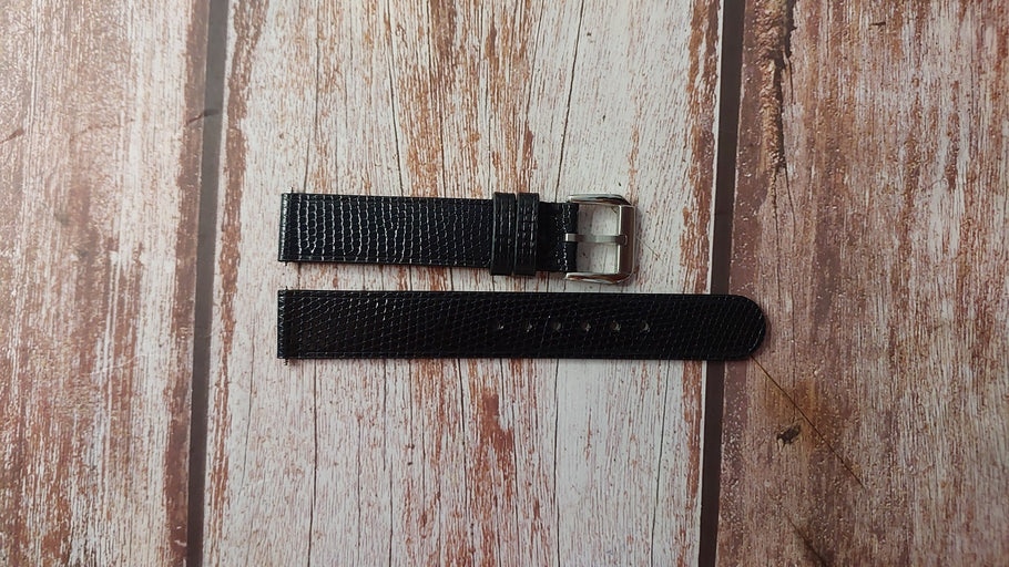 Black Full Grain Lizard Custom Leather Strap