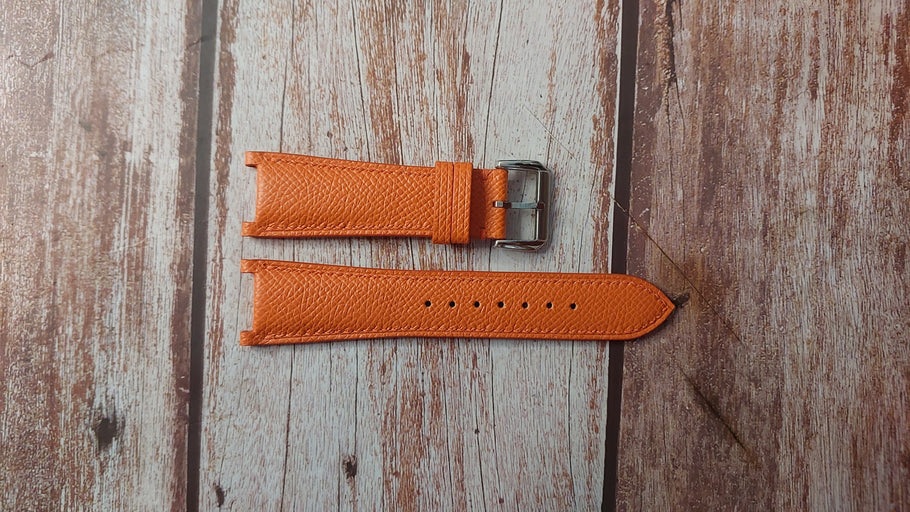 Orange Epsom Leather Custom Notched Strap