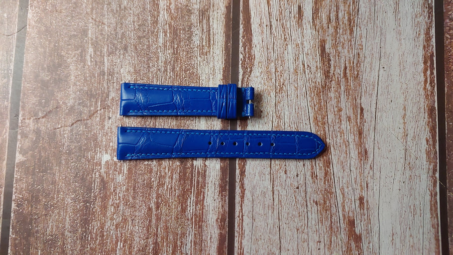 Blue Full Grain Crocodile Custom Leather Strap