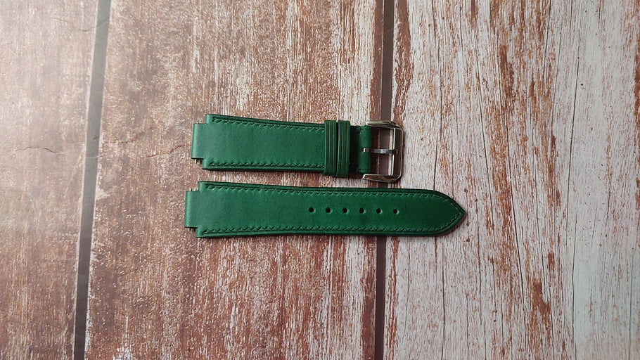 Green Buttero Leather Custom Notched Strap For Bulova curv 96a297 Watch