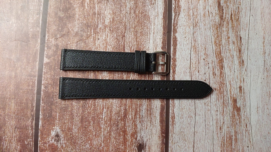 Black Alran Goat Custom Leather Strap For Samsung Watch 4 Classic