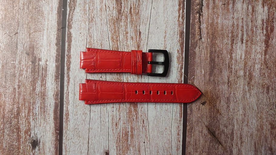 Red Crocodile Leather Custom Notched Strap