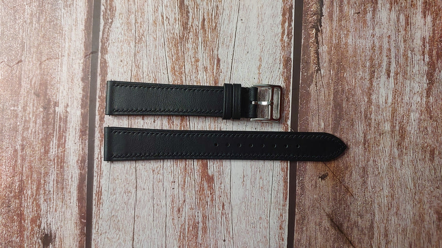 Black Swift Custom Leather Strap For Sternglas Hamburg Black Watch