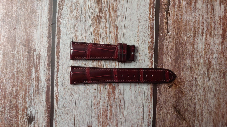 Burgundy Full Grain Crocodile Custom Leather Strap For Longines Classic Automatic Men's Watch L4.828.4.92.2