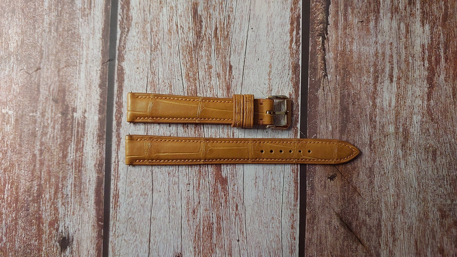 Light Brown Full Grain Crocodile Custom Leather Strap For Longines Watch