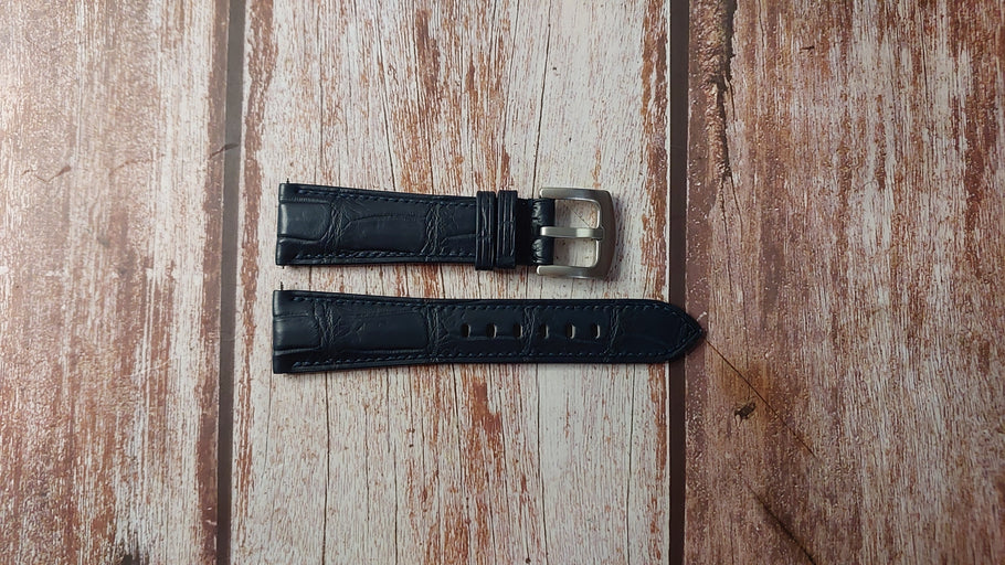 Dark Blue Full Grain Crocodile Custom Leather Strap